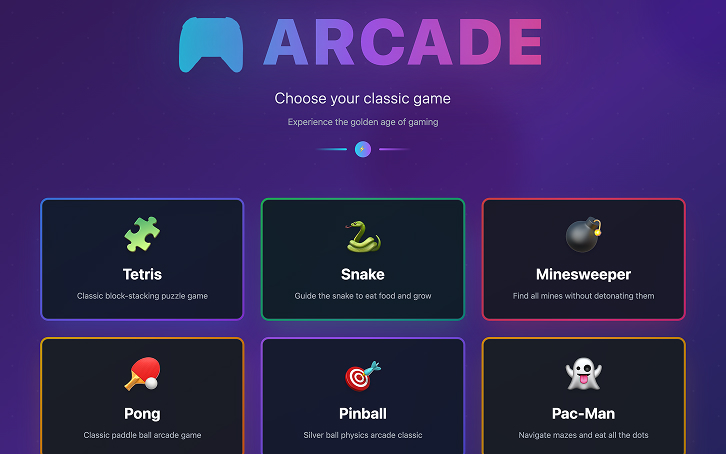 Thumb Nova Arcade example site
